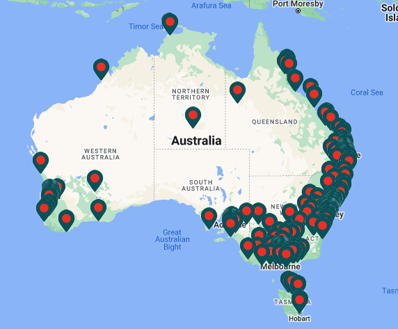 Map of Australia Bunnings Store Locations