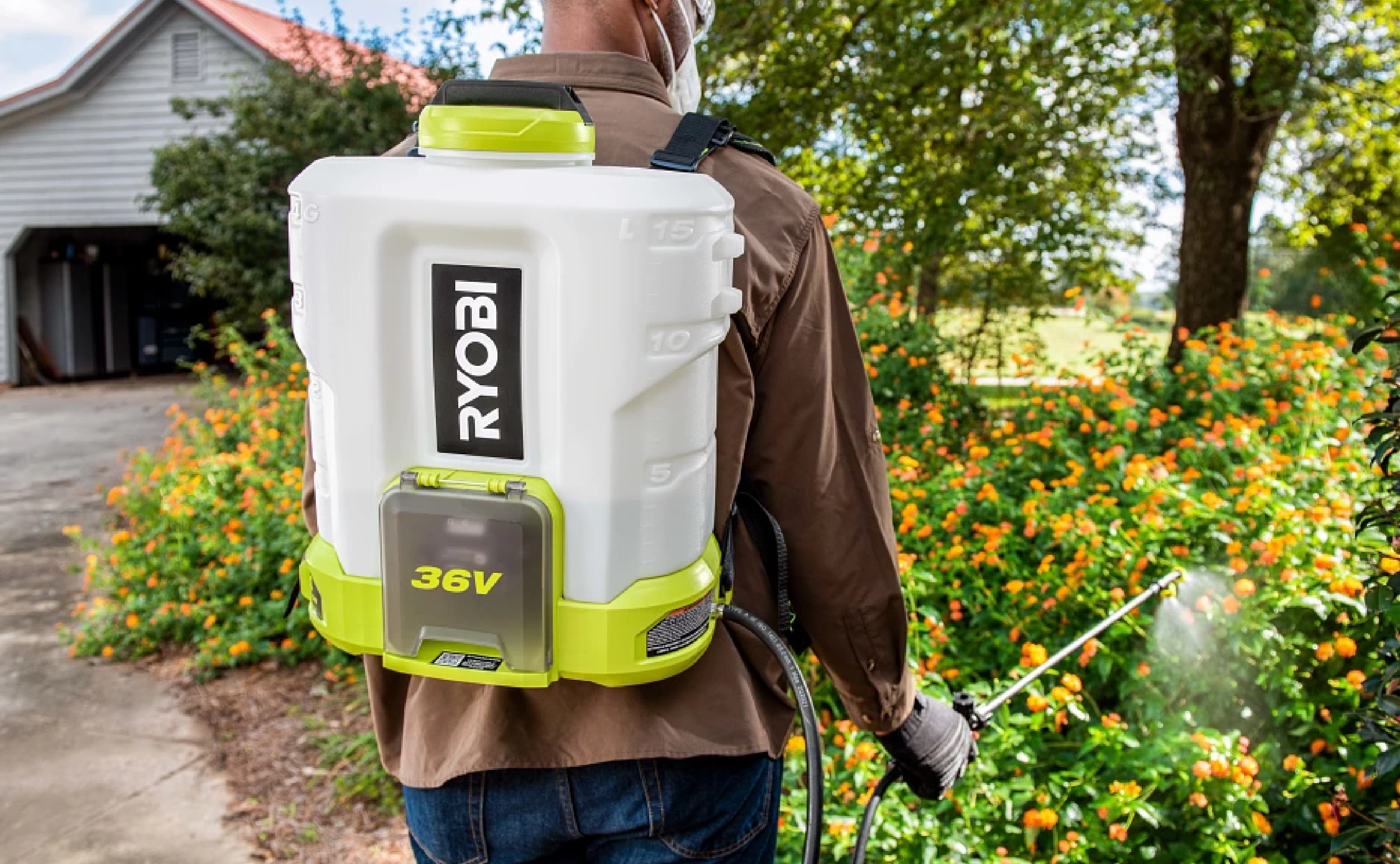 RYOBI 36V Backpack Sprayer in action