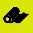 Icon: black roll of fabric on hyper green background