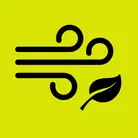 Icon: black wind symbol with leaf on hyper green background